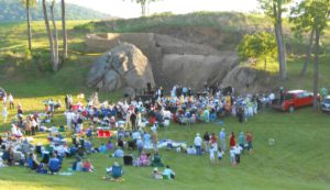 Quarry stage and audience for Galileo's Torch.