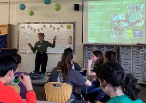 Talking about renewable fuels at Independence, Ohio, Middle School
