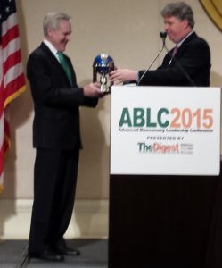  US Secretary of the Navy Ray Mabus receives Global Bioenergy Leadership Award from Biofuels Digest's Jim Lane.
