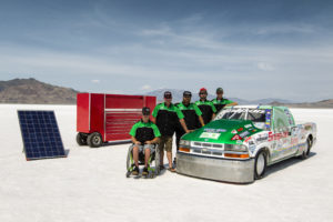 Greenspeed Team and Truck at 2016 Speed Week, Bonneville Salt Flats, Utah, USA